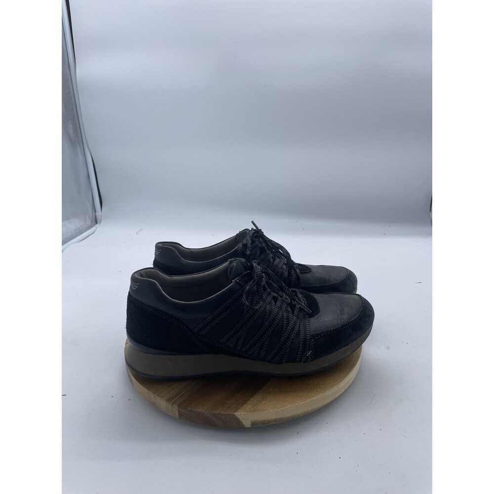 Dansko Gabi Sneakers Womens 7.5 Black Leather Striped Lace Up Walking Shoes